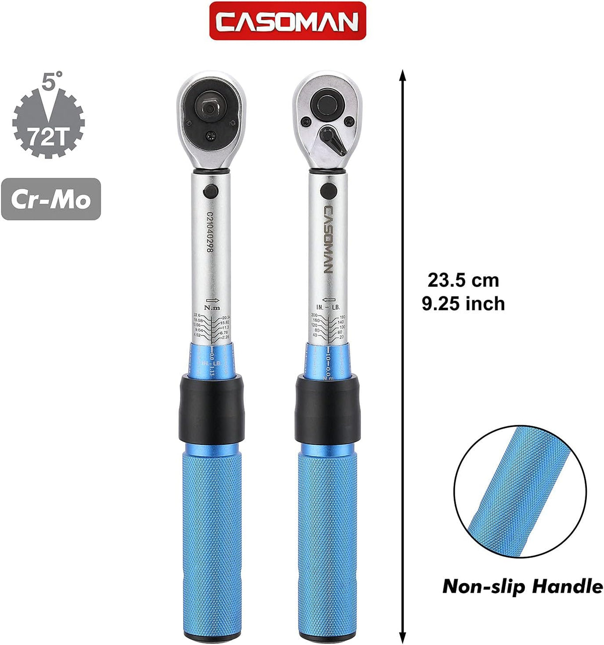 1/4-inch Drive Click Torque Wrench Set, Dual-Direction Adjustable, 90-Tooth, Pack of 2 V37151