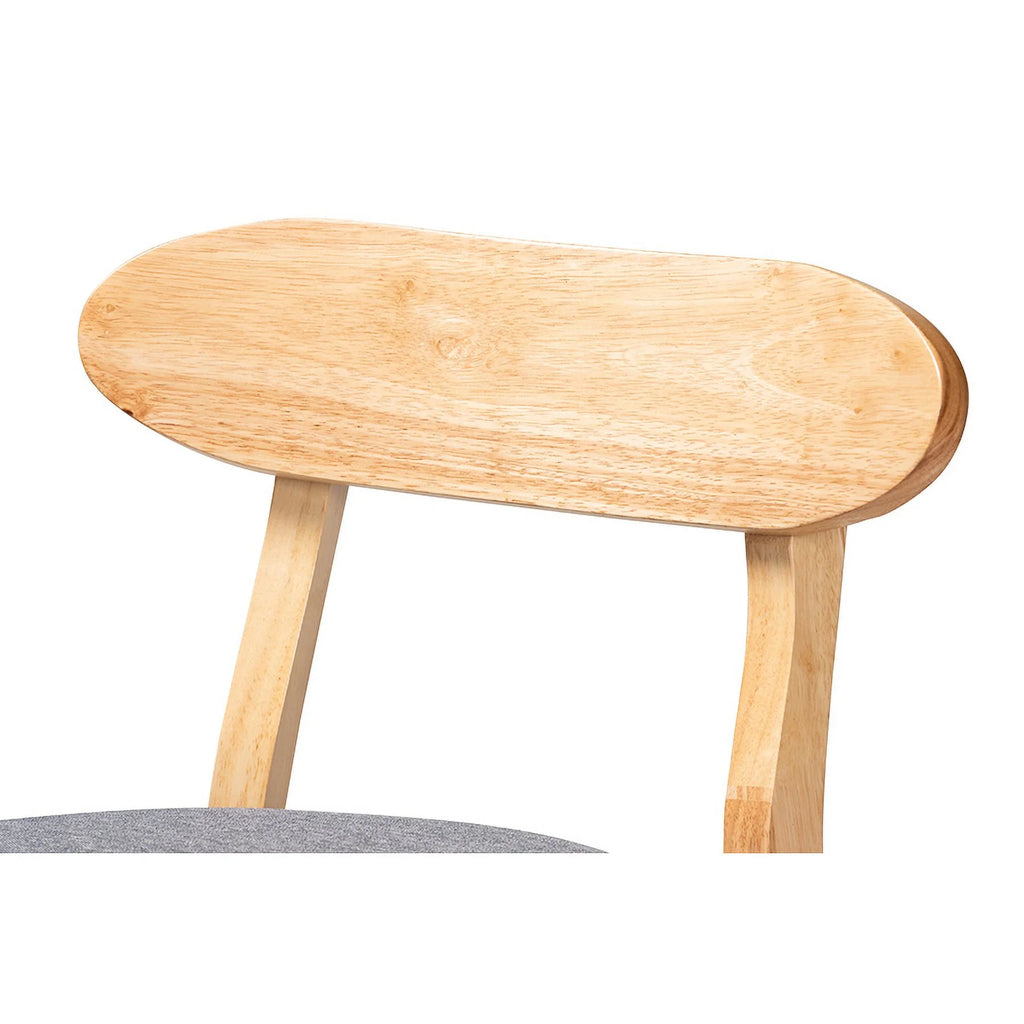 Grey Fabric and Natural Brown Wood 2-Piece Counter Stool Set C39694
