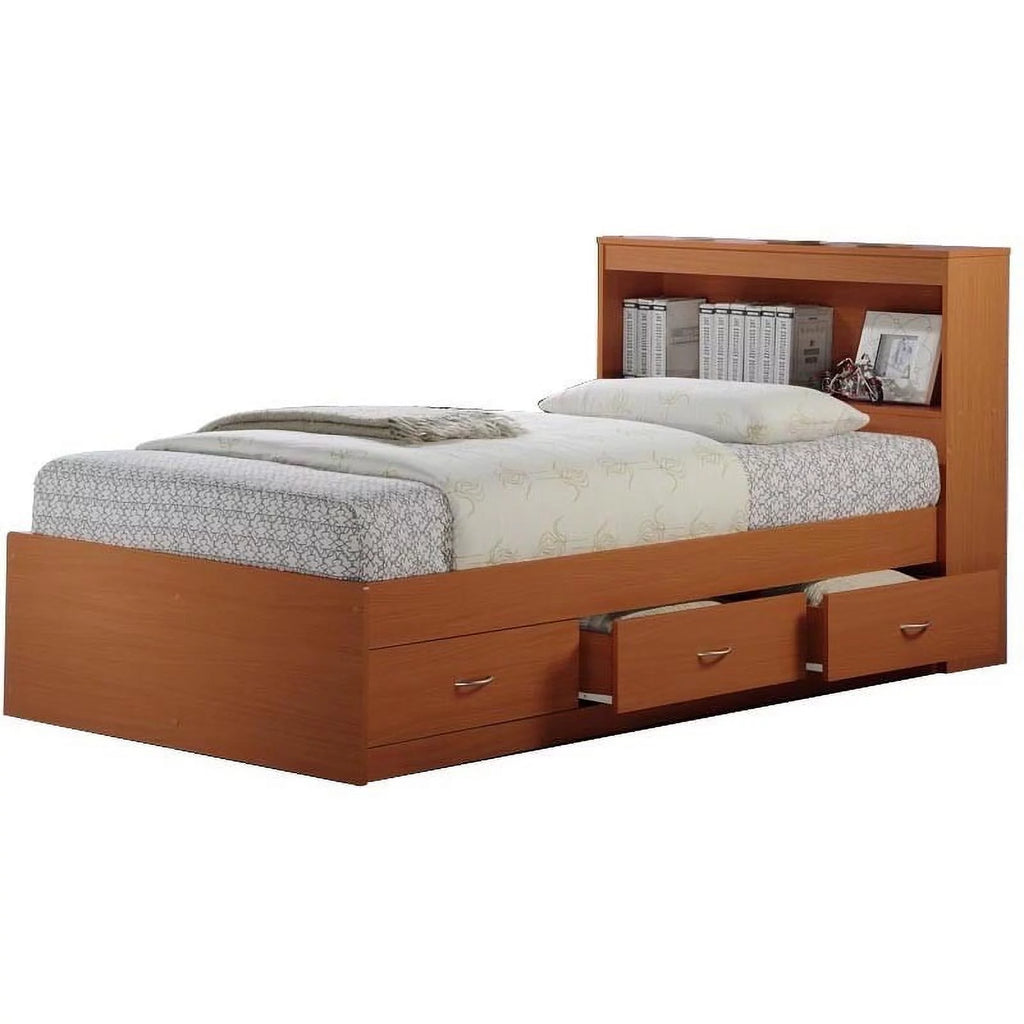 Black Twin-Size Captain Bed with 3 Drawers and Headboard Z1196