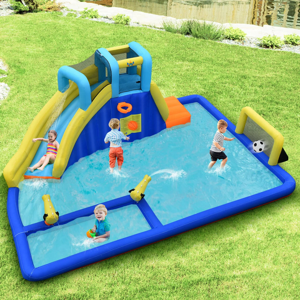 Inflatable Water Slide Bounce House Splash Pool with Blower G3857