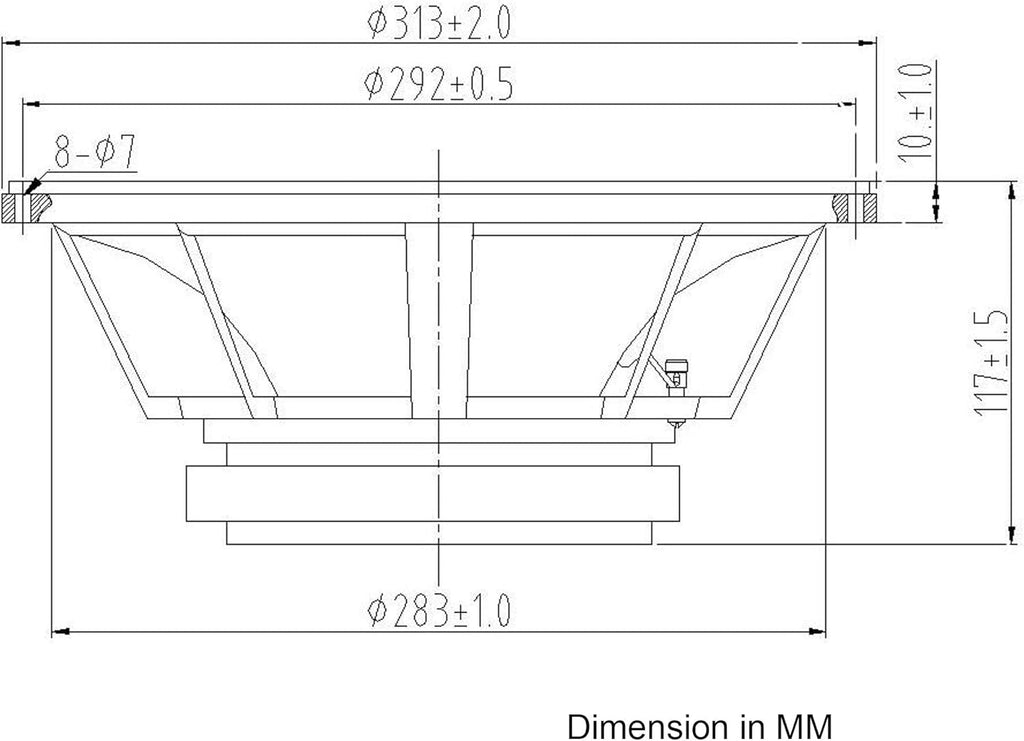 12" 500W Cast Aluminum Frame Woofer Y706