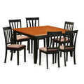 Black & Cherry 7 Piece Microfiber Dining Table Set with 6 Wooden Chairs H2916
