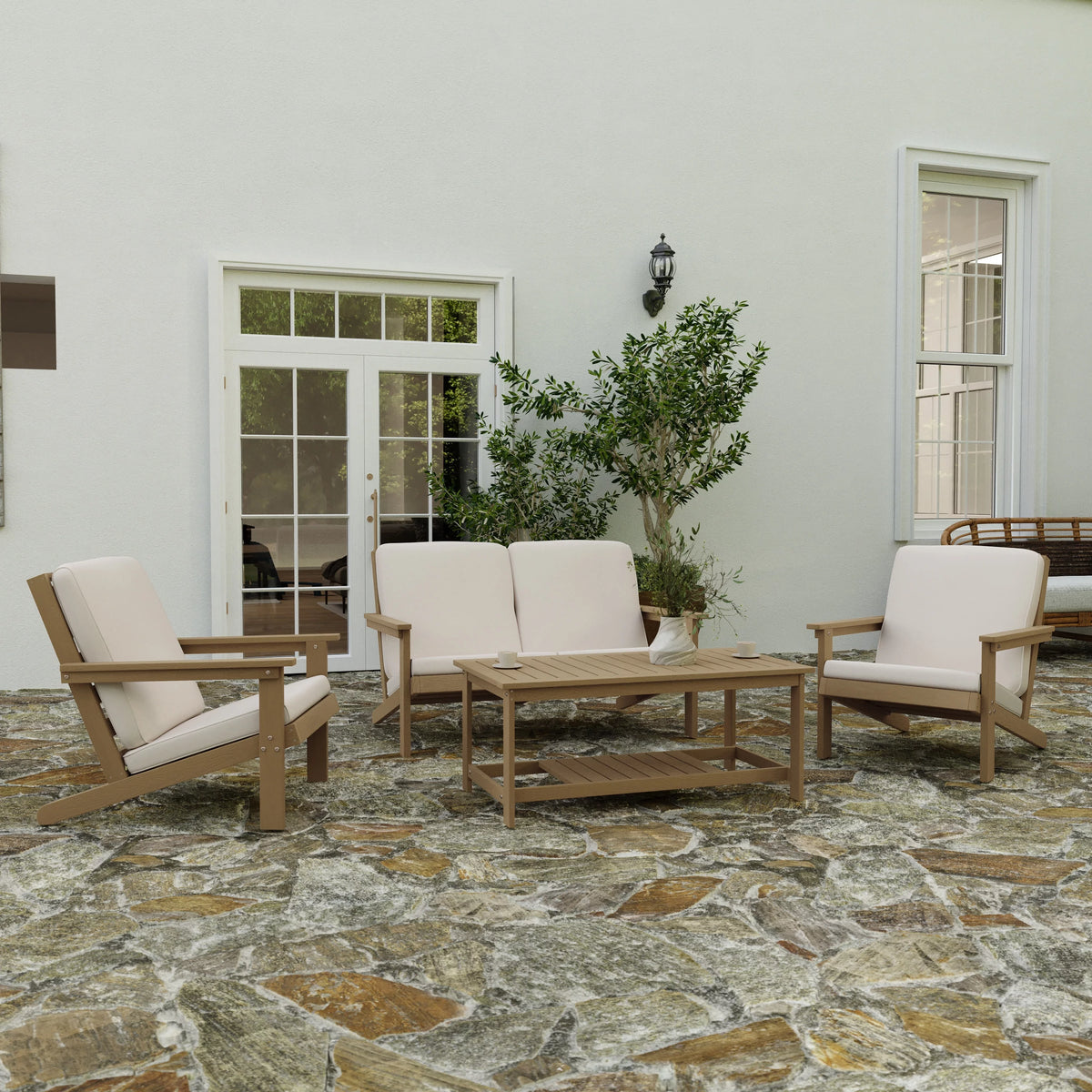 All-Weather Poly Resin Adirondack Chair with Cushions G308903