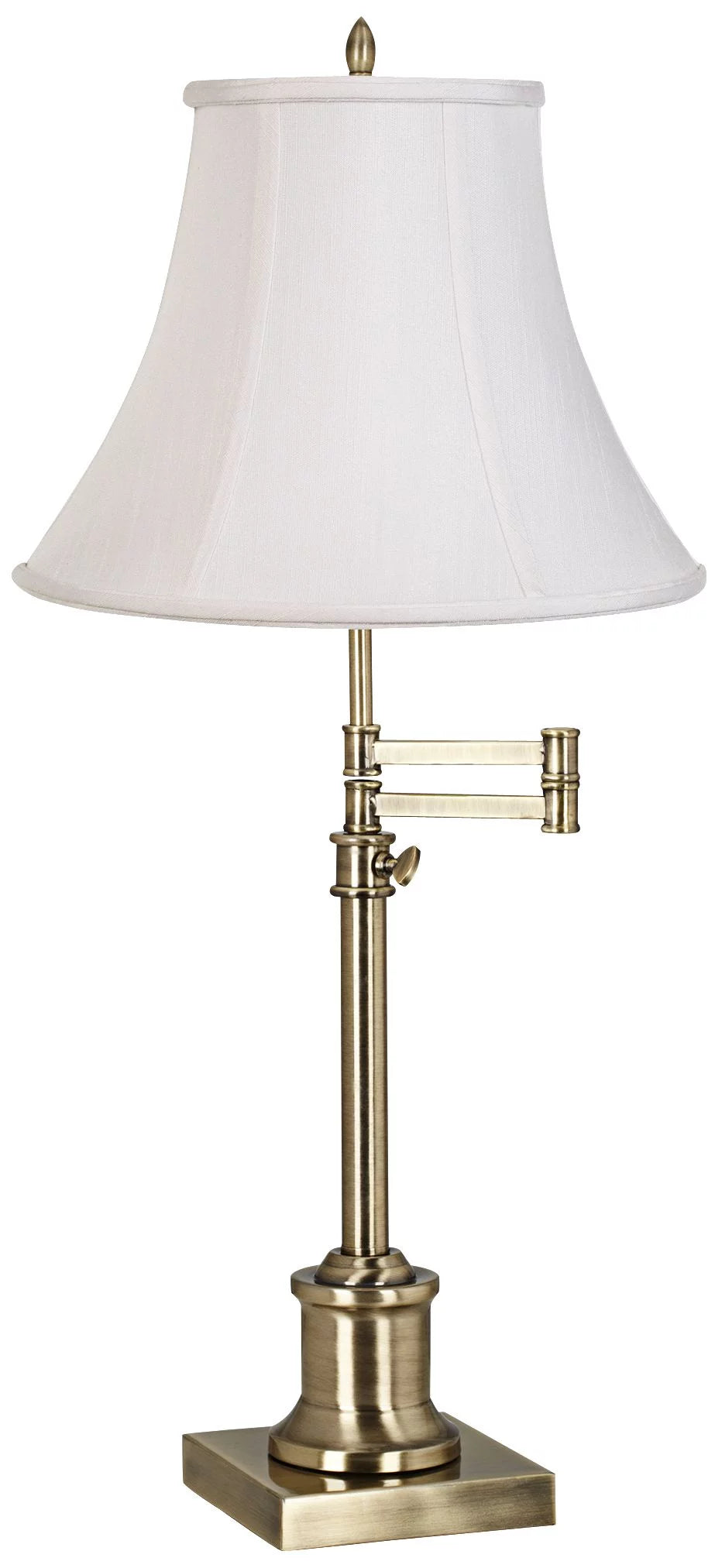 Antique Brass Table Lamp with Fabric Bell Shade S814