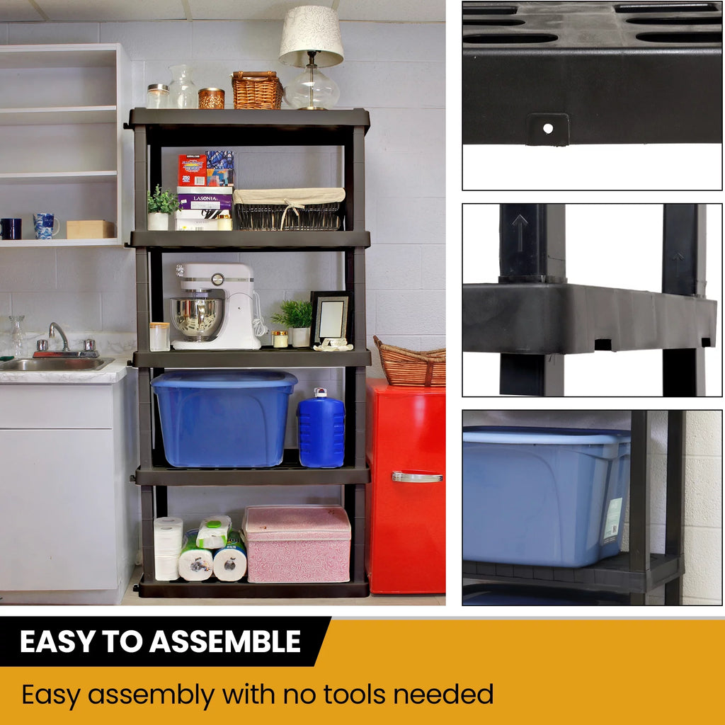 5-Tier Shelving Unit, Black, Pack of 4 G13041