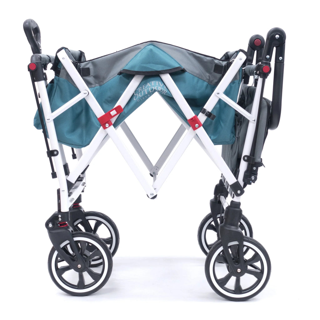 Teal Blue Push-Pull Folding Wagon Cart with Removable Cooler & Canopy G732