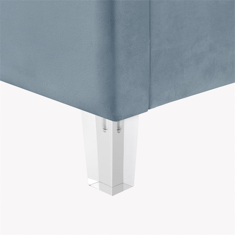 Velvet Full Platform Bed Slate Blue H70127