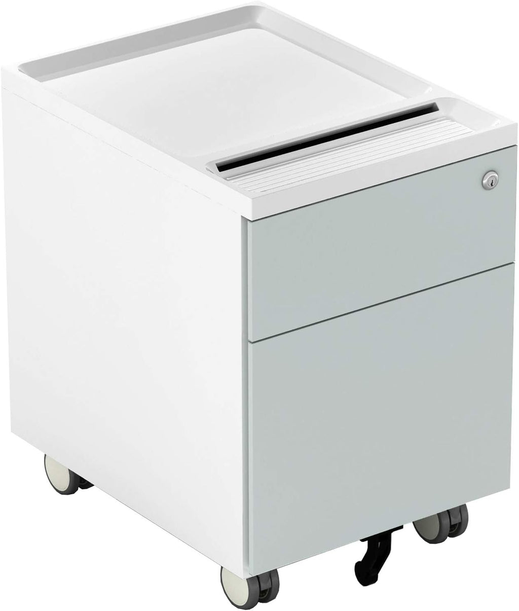 2 Drawer Metal Vertical File Cabinet with Lock and Casters U51340