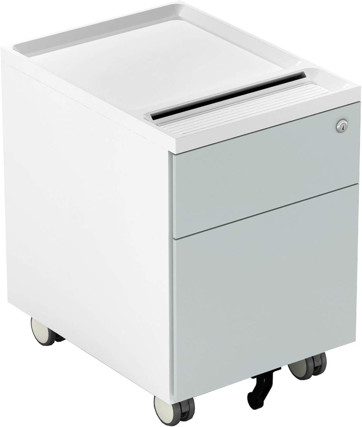 2 Drawer Metal Vertical File Cabinet with Lock and Casters U51340