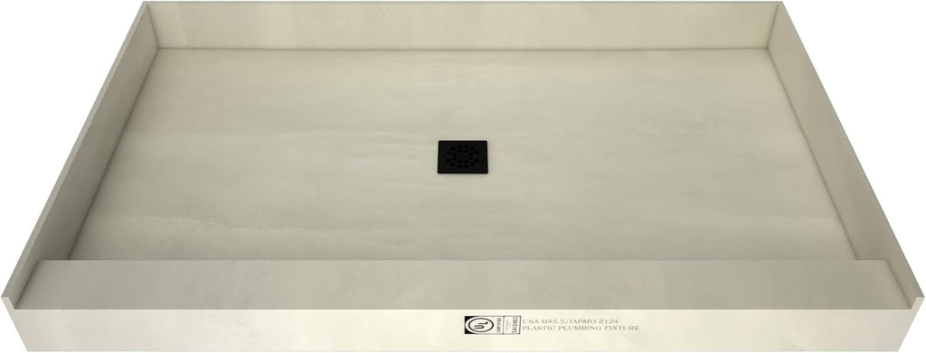 48" D x 72" W Shower Pan with Polished Chrome Trench D972