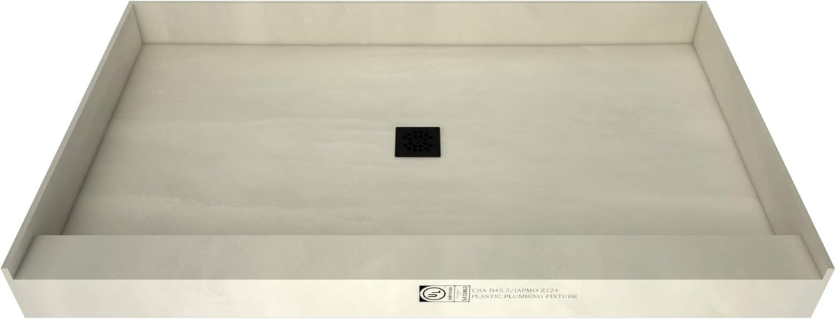 48" D x 72" W Shower Pan with Polished Chrome Trench D972
