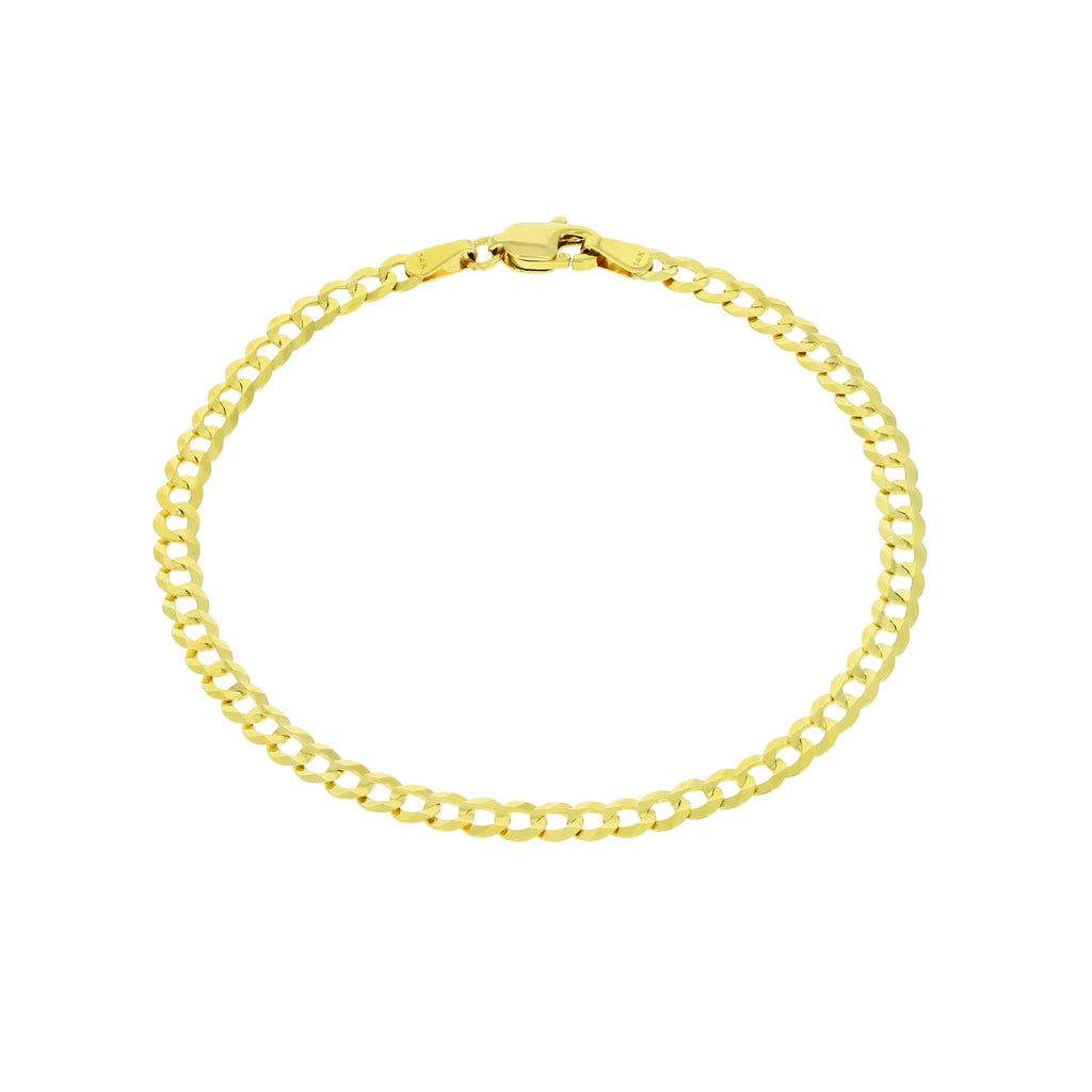 14k Yellow Gold 4mm Solid Cuban Curb Link Chain Bracelet O183
