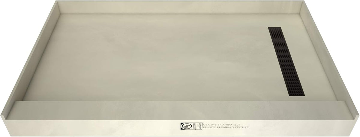 48" D x 72" W Shower Pan with Polished Chrome Trench D972