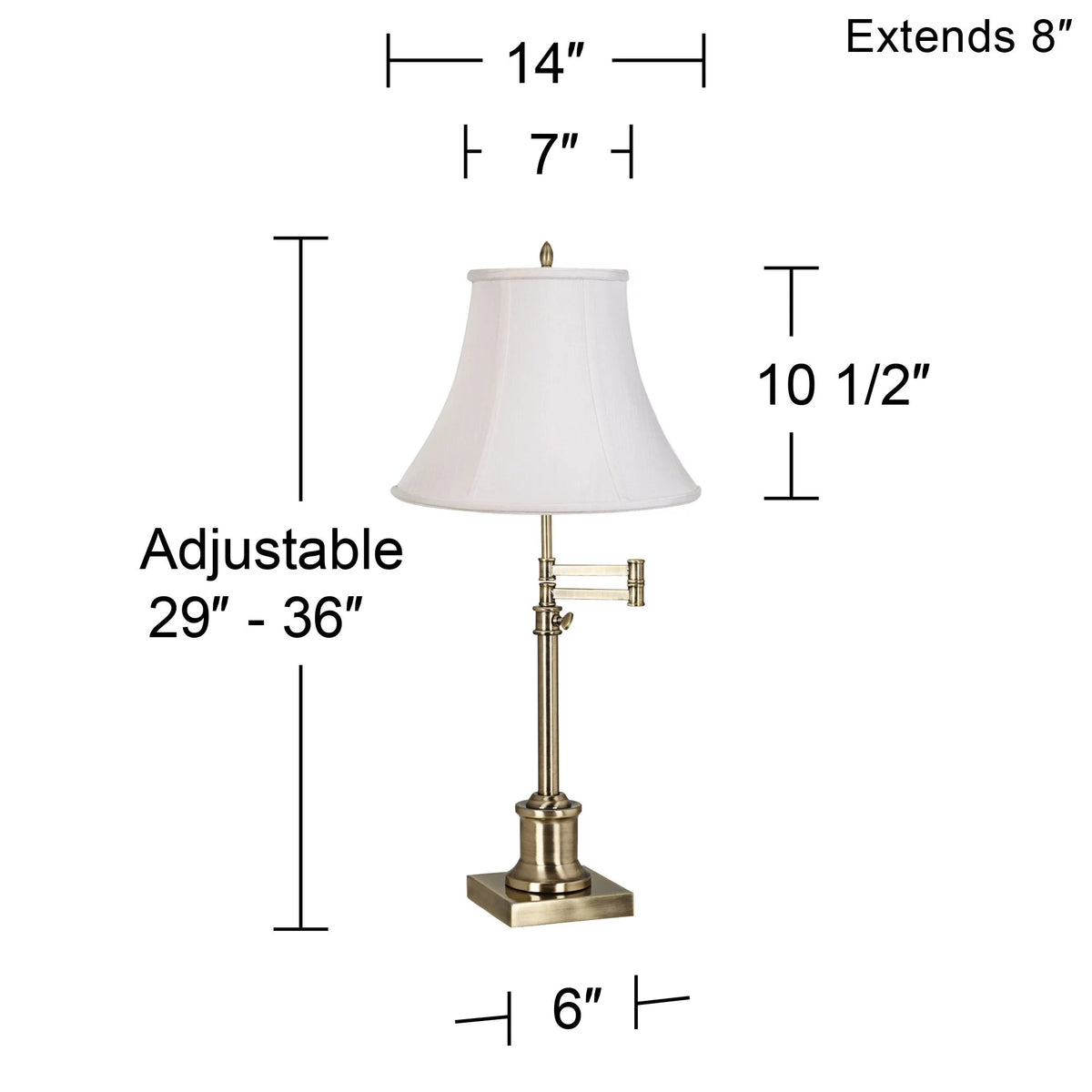 Antique Brass Table Lamp with Fabric Bell Shade S814