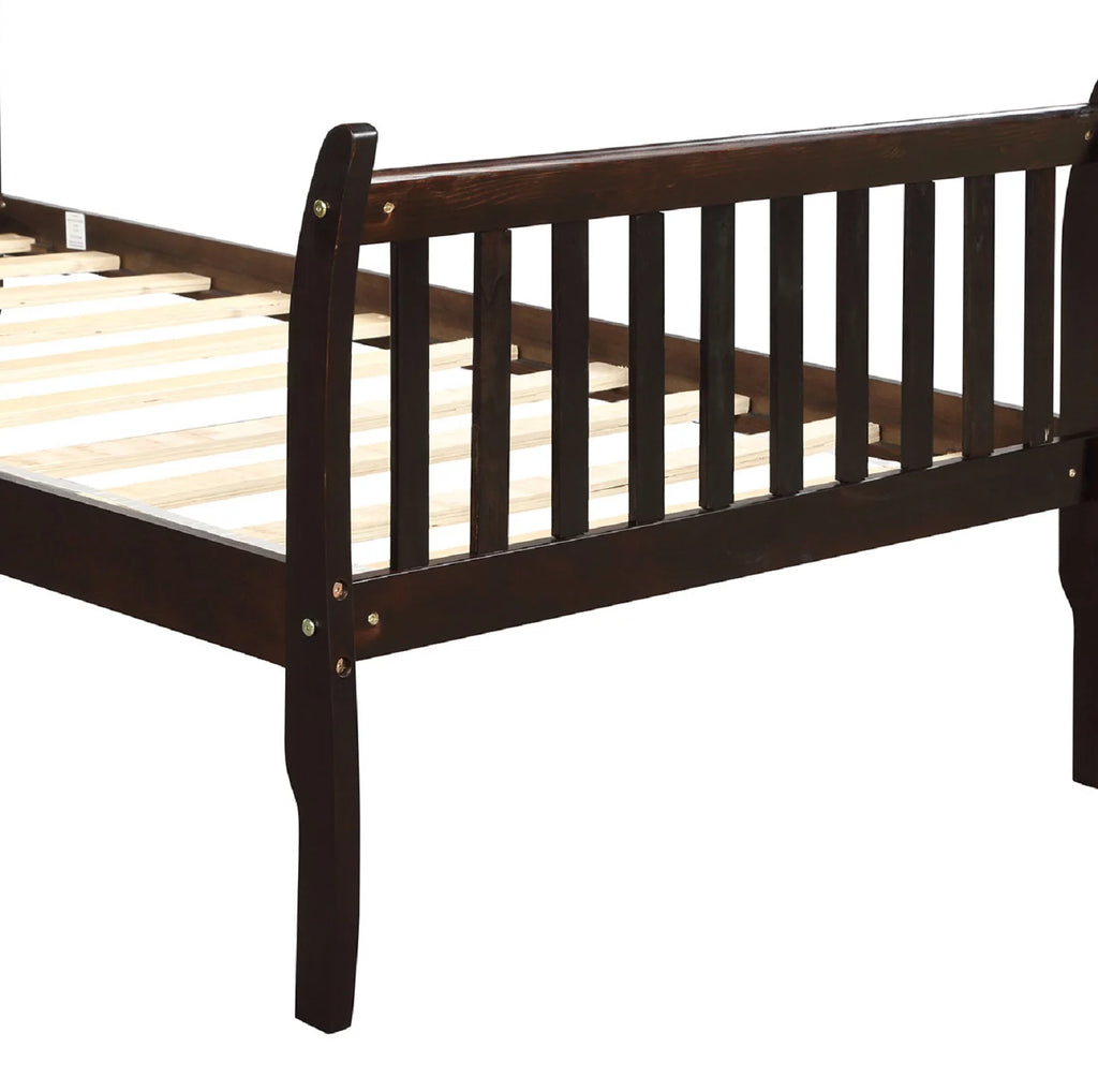 Twin Size Espresso Wood Platform Bed Frame with Headboard Q59272