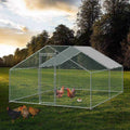 Large Walk-in Metal Chicken Coop with Waterproof Cover O8145