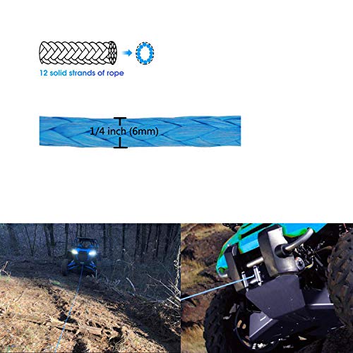 1/4 Inch x 50 Feet Synthetic Winch Line Cable Rope with Sleeve G633213