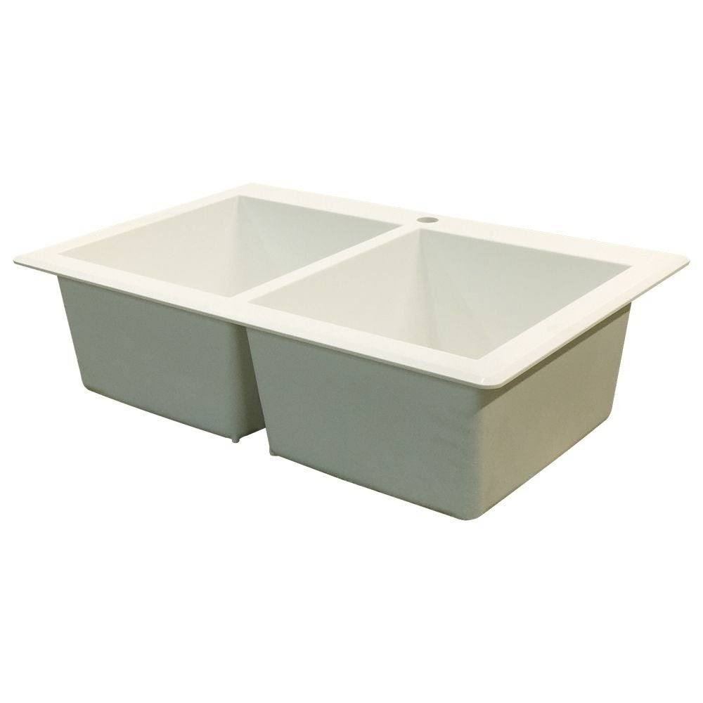 Cafe Latte Double-Basin Granite Drop-in Kitchen Sink Z18298