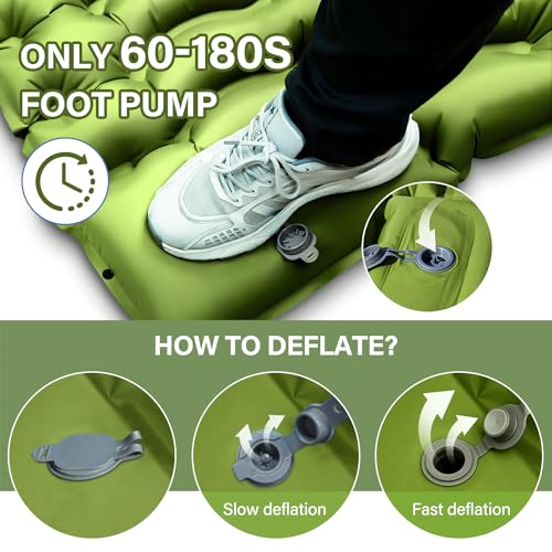 Self Inflating 4" Double Sleeping Pad with Pillow J4703
