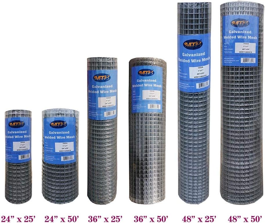 Galvanized Welded Wire Mesh Garden Fence 24 Inch x 25 Foot 1 Inch x 1 Inch 16GA Pack of 2 T7945