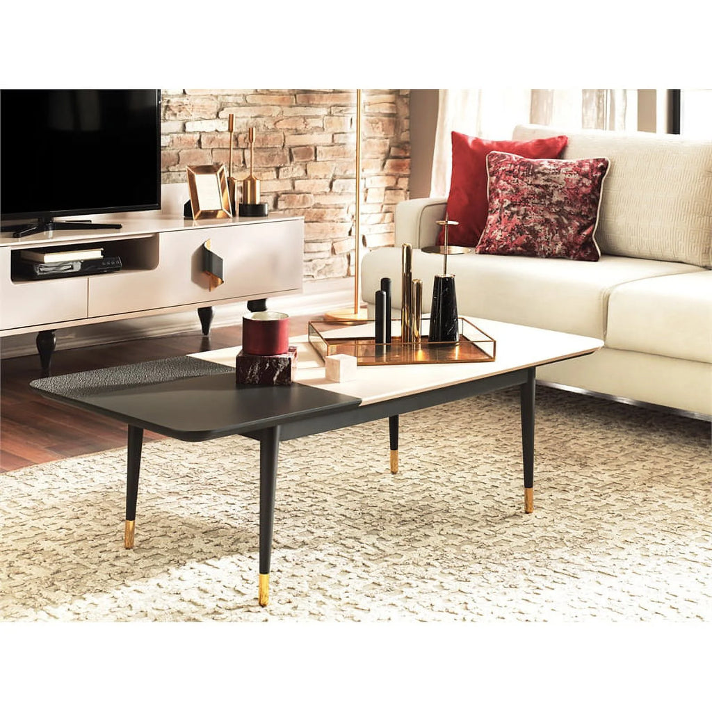 Beige Black Engineered Wood Coffee Table V90085