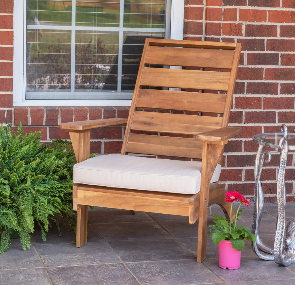 Brown Acacia Wood Patio Chair with Cushion O15101