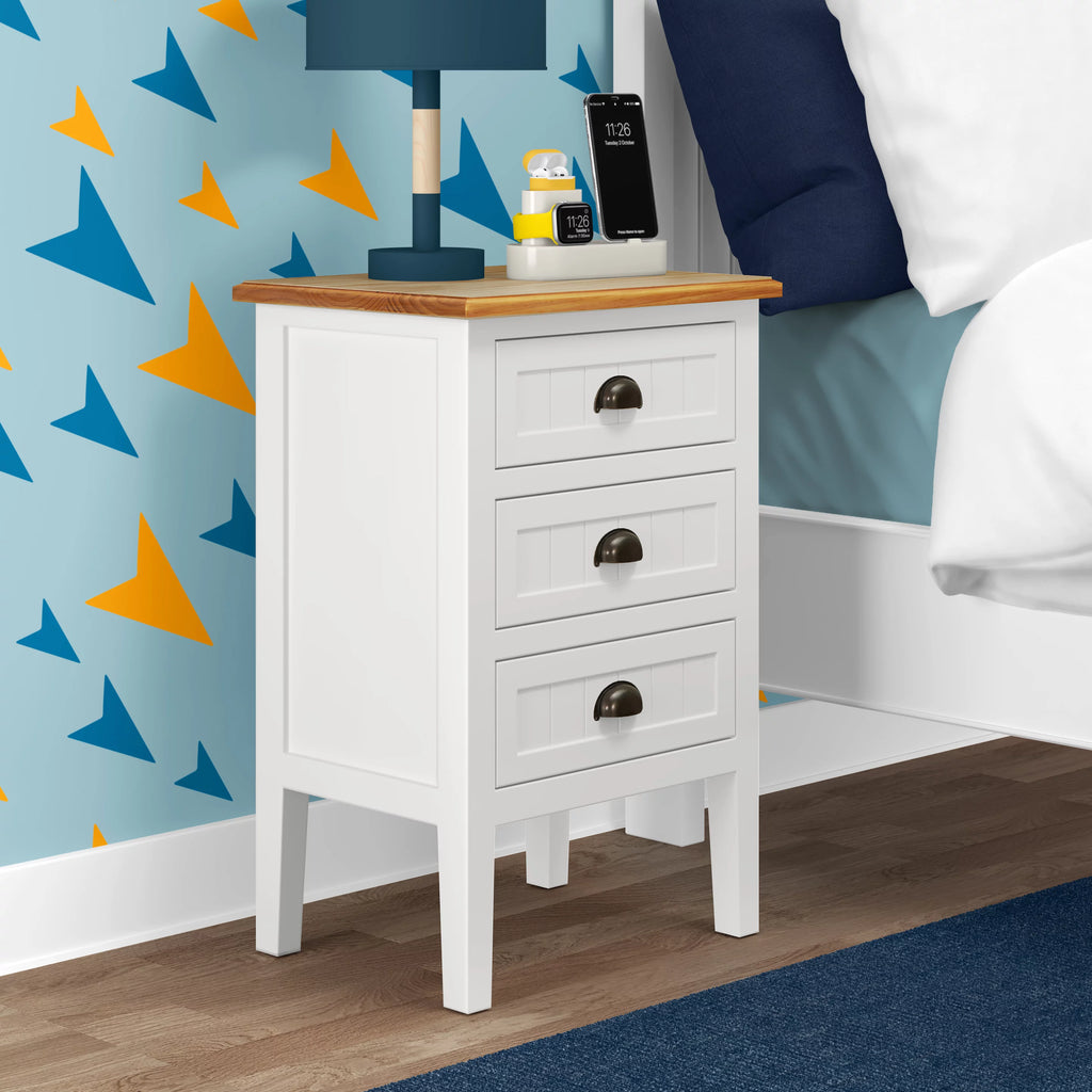 White 3 Drawer Solid Wood End Table I116