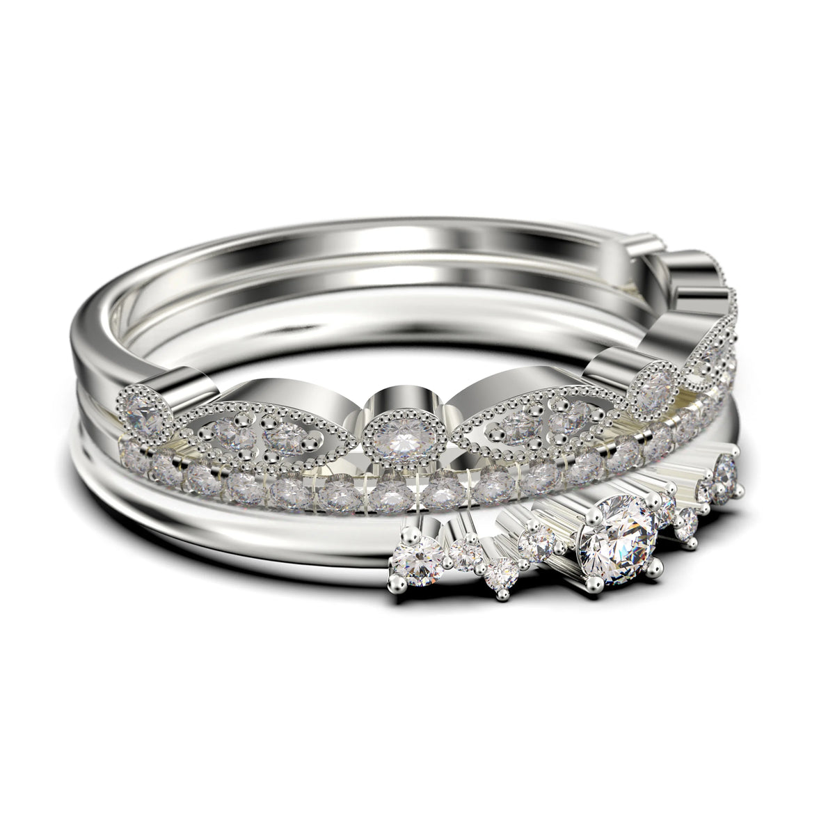 1.60 Carat Round Cut Moissanite Engagement Ring in 925 Sterling Silver With 18k White Gold Plating C328