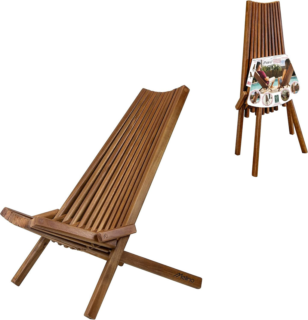 Folding Acacia Wood Outdoor Lounge Chair N414428