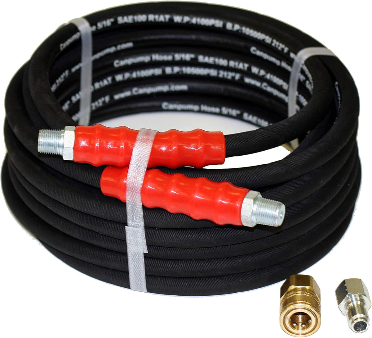 4000 PSI Black 5/16 x 50 FT Wire Braided Rubber Pressure Washer Hose E8164