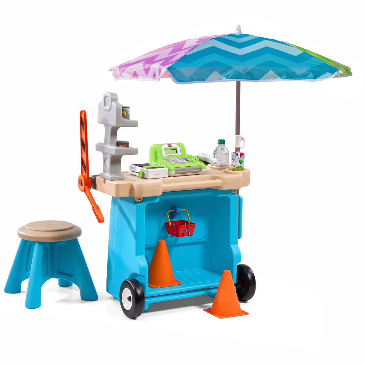 Blue Kids Plastic Playset with Umbrella O905