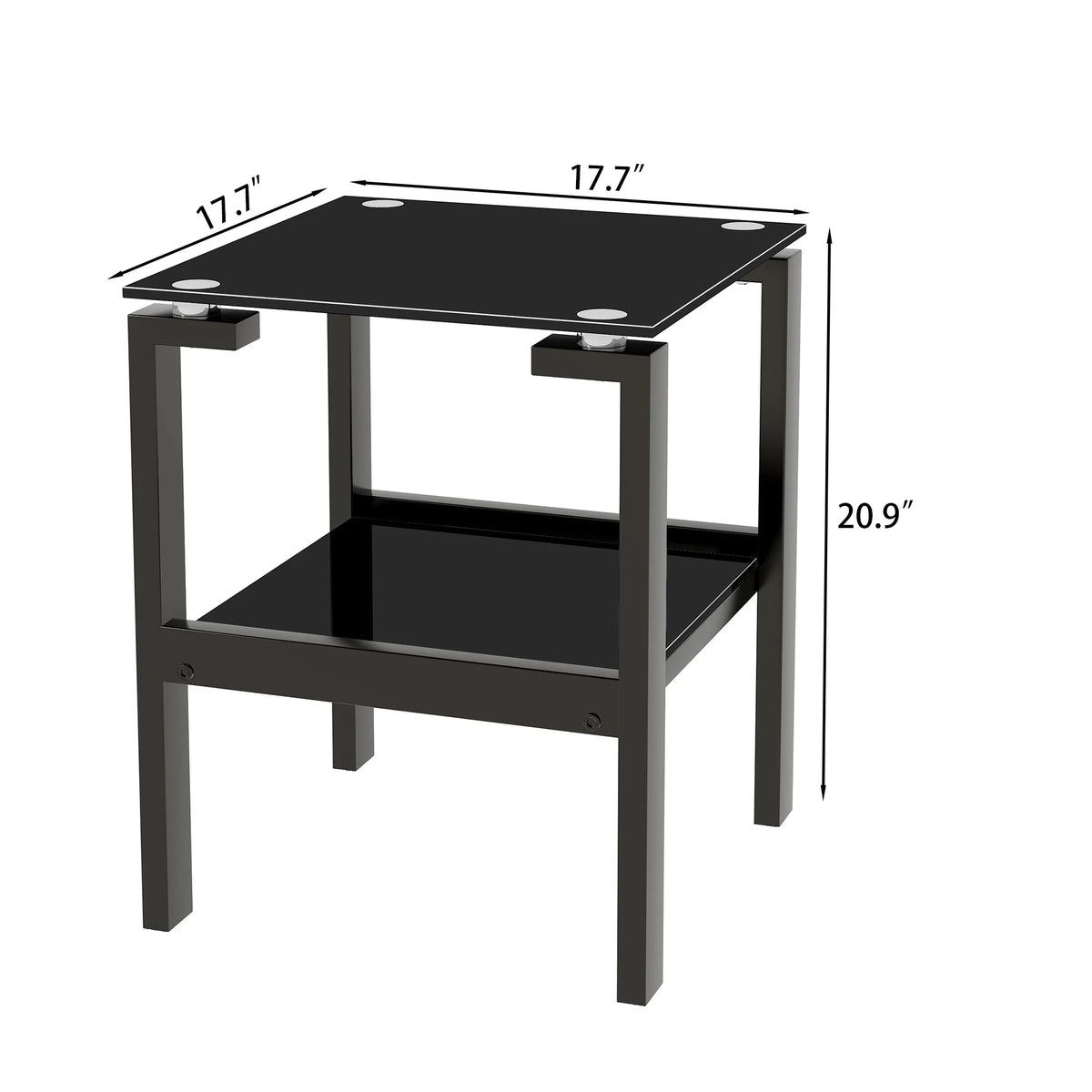 Black Tempered Glass 2 Layer End Table O4796