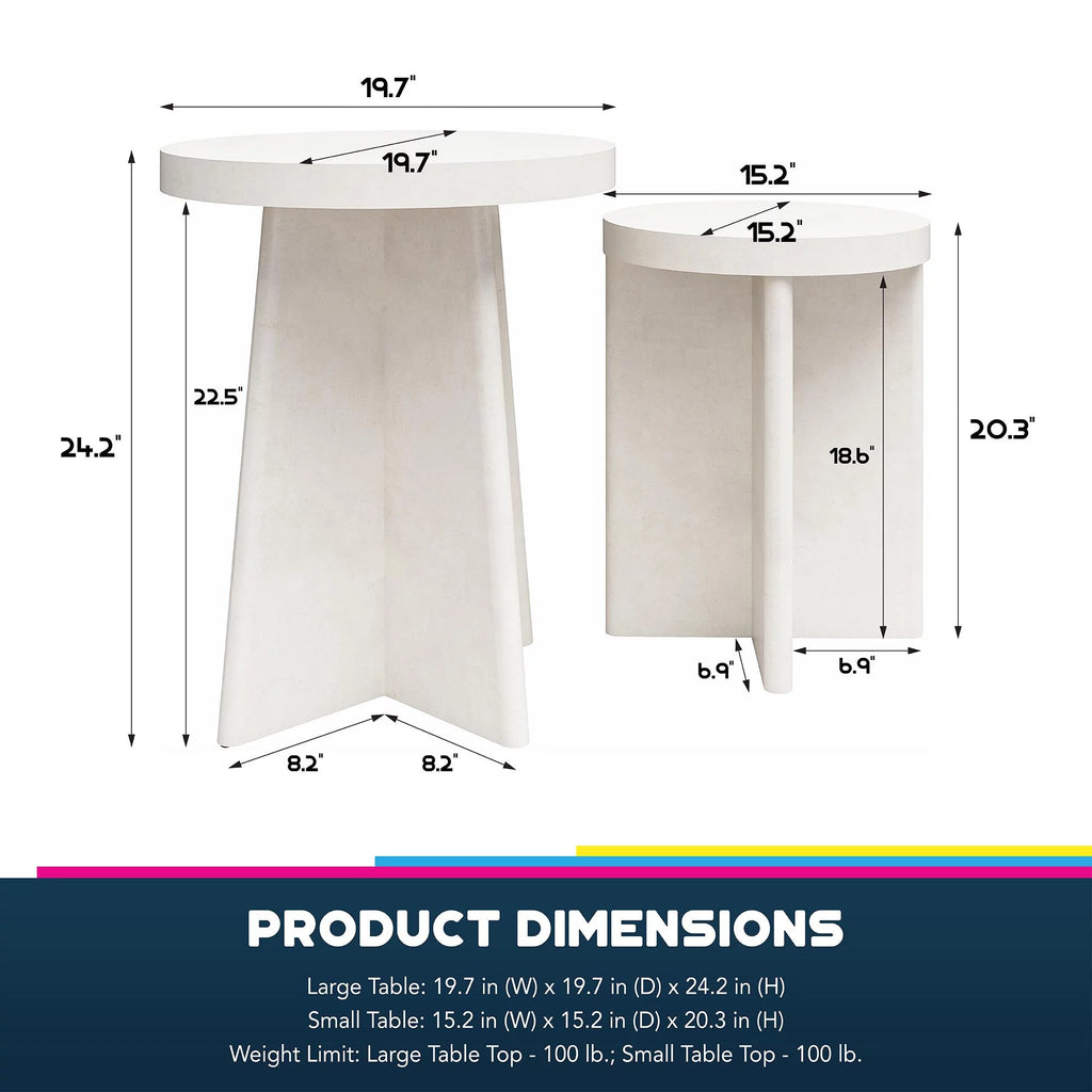 Round End Tables, Set of 2, Plaster Y514