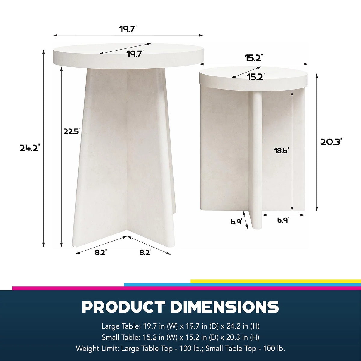 Round End Tables, Set of 2, Plaster Y514