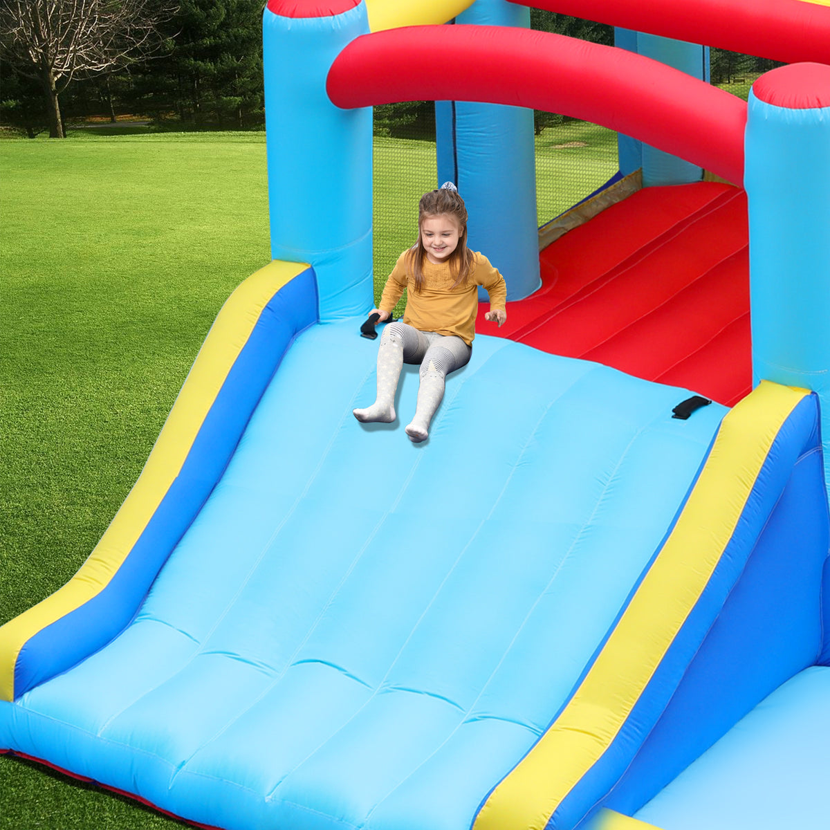 Inflatable Water Slide Bounce House with Splash Pool & Basketball Rim D959
