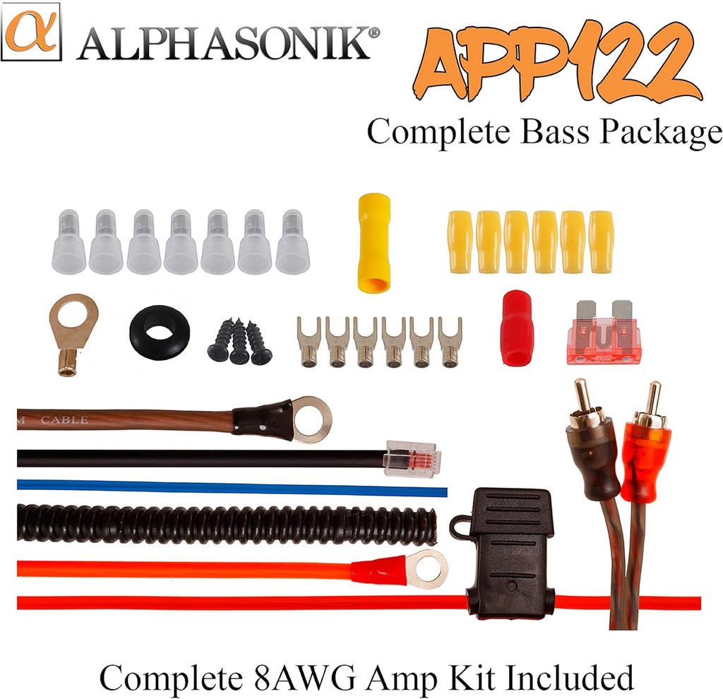 Dual 12 Subwoofers Car Bass Package with Amplifier and Installation Kit, Black M647