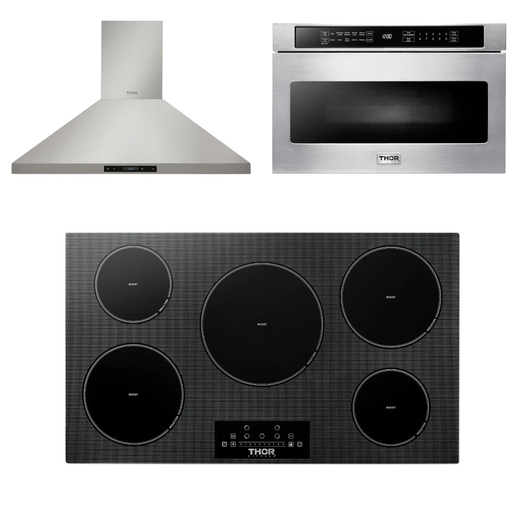 36 Induction Cooktop, Range Hood, Microwave G955