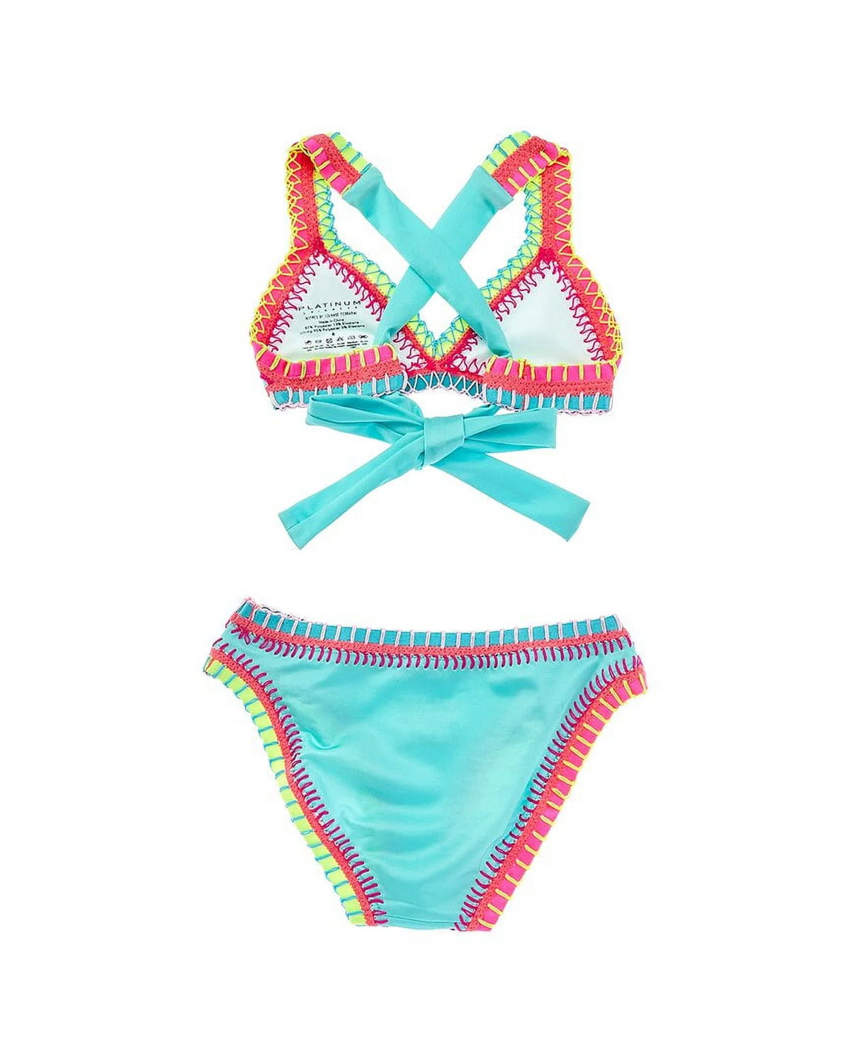 Blue 2pc Embroidered Bikini Set E357761