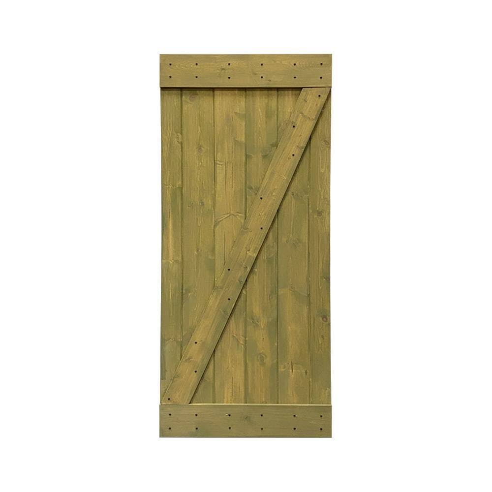 Jungle Green 38-in x 84-in Stained Pine Wood Single Barn Door R11627