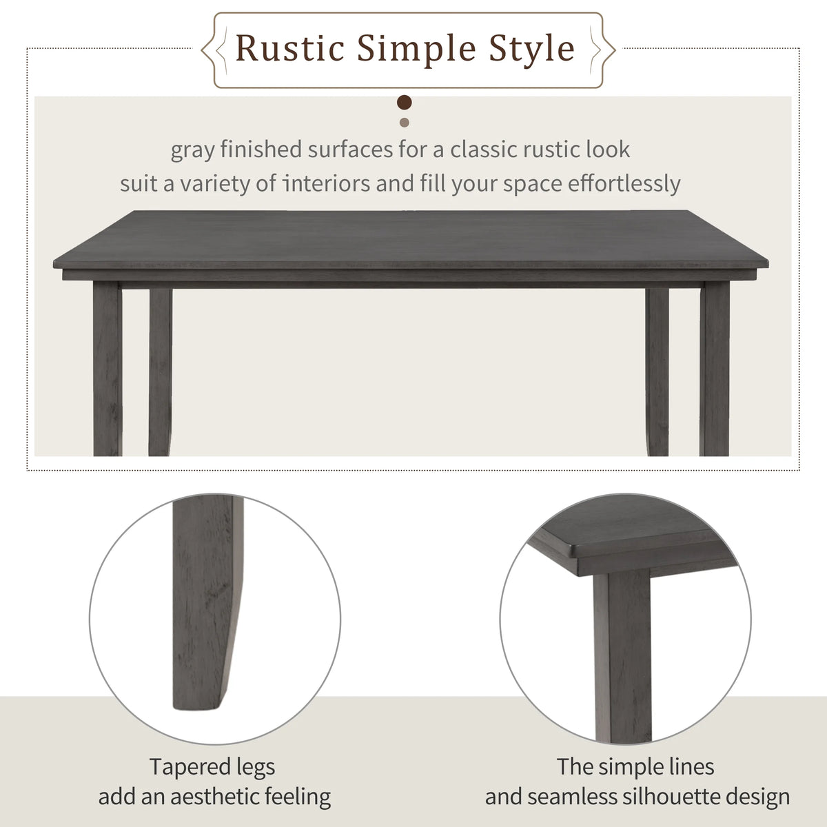Rustic Wood Dining Set Set Of 6 Gray C63328