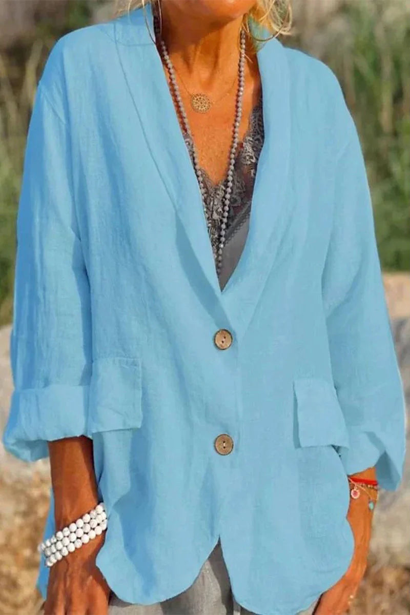 Solid Turn-back Collar Outerwear D430