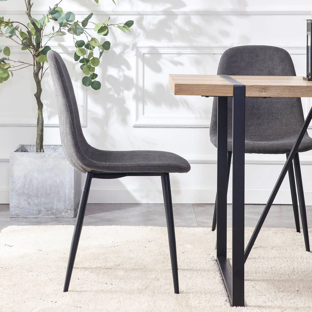 Dining Chairs Set of 4 Upholstered Side Chairs with Suede Fabric Cushion Seat and Metal Legs, Dark Gray Q1578