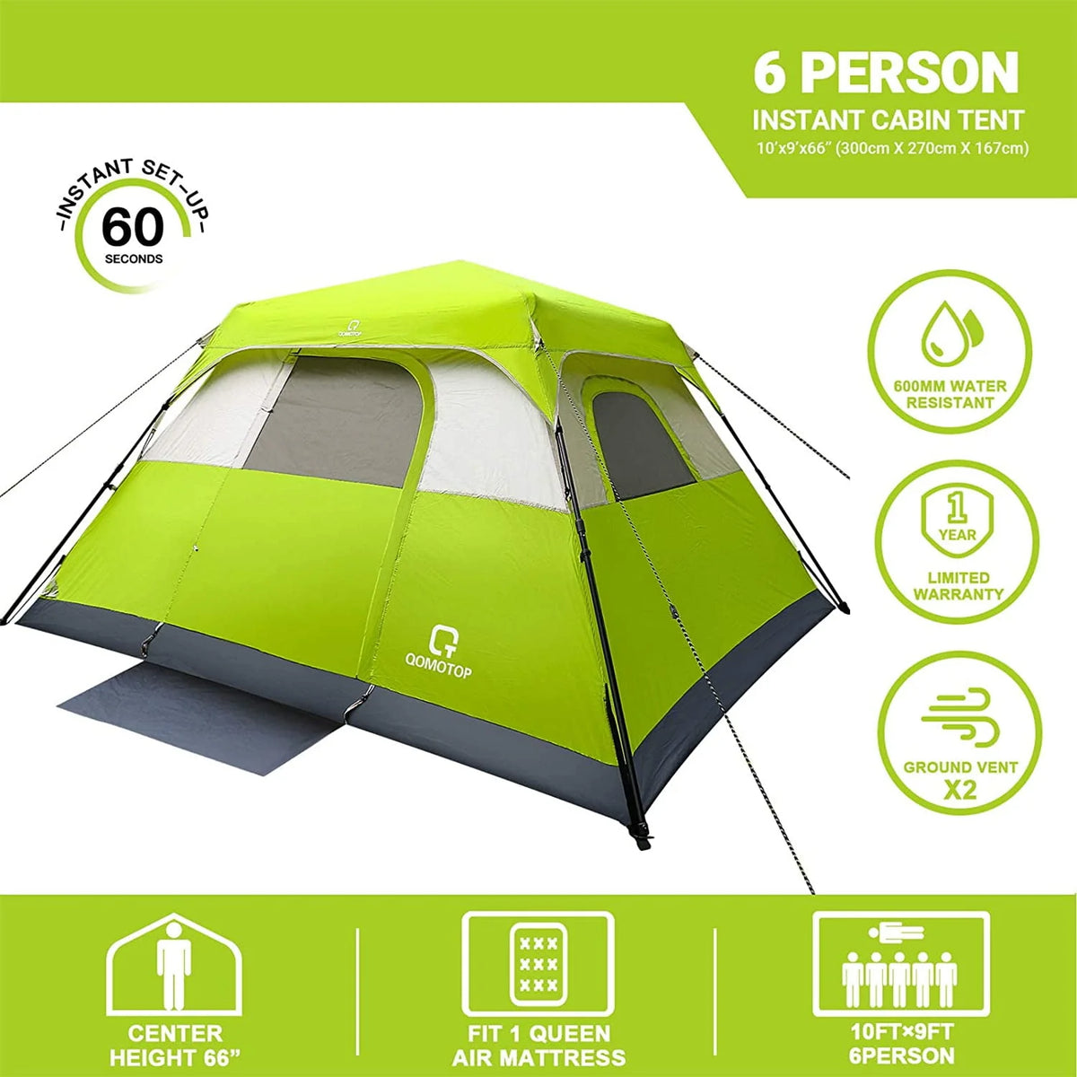 6 Person Waterproof Camping Tent O12641