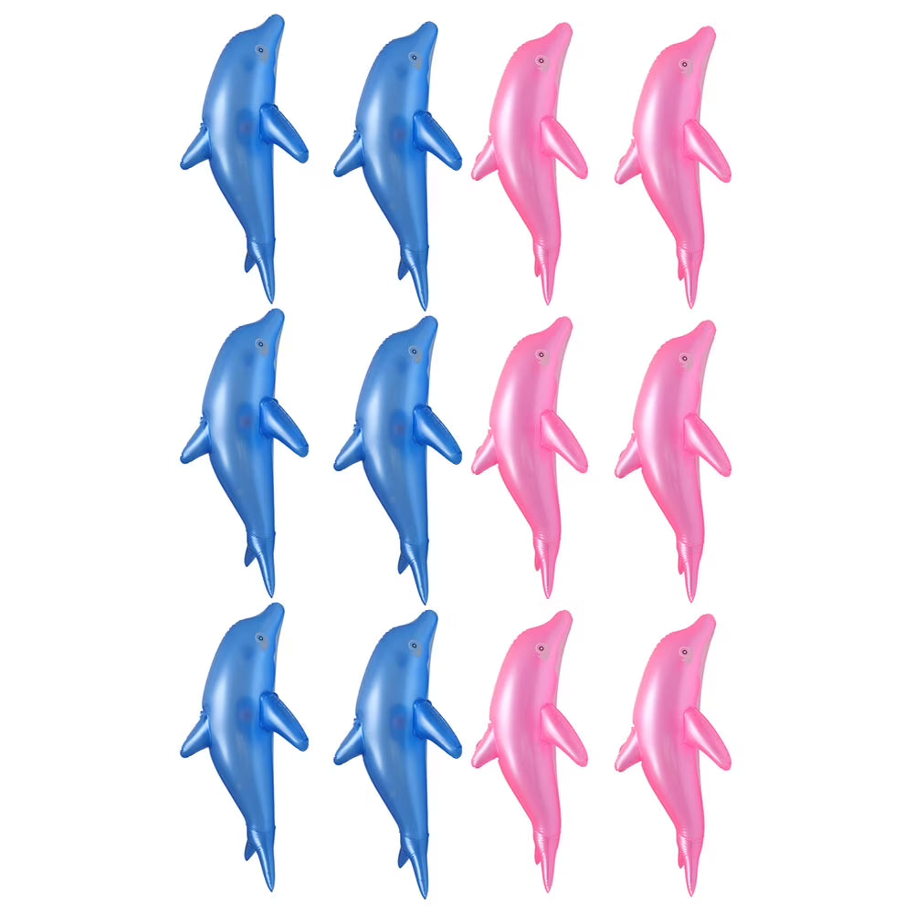 12 Pcs Inflatable Dolphin Toy Swimming Floating Row M432333