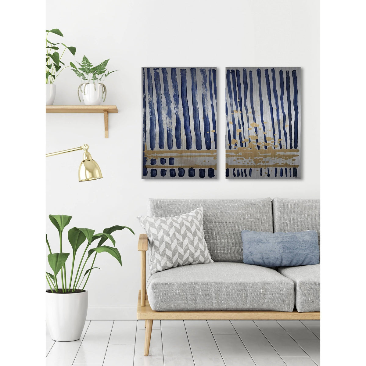 Blue Verticals Diptych - 48 x 36 Z3792