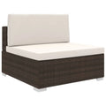 Brown Poly Rattan Sectional Middle Seat with Cushions M39189