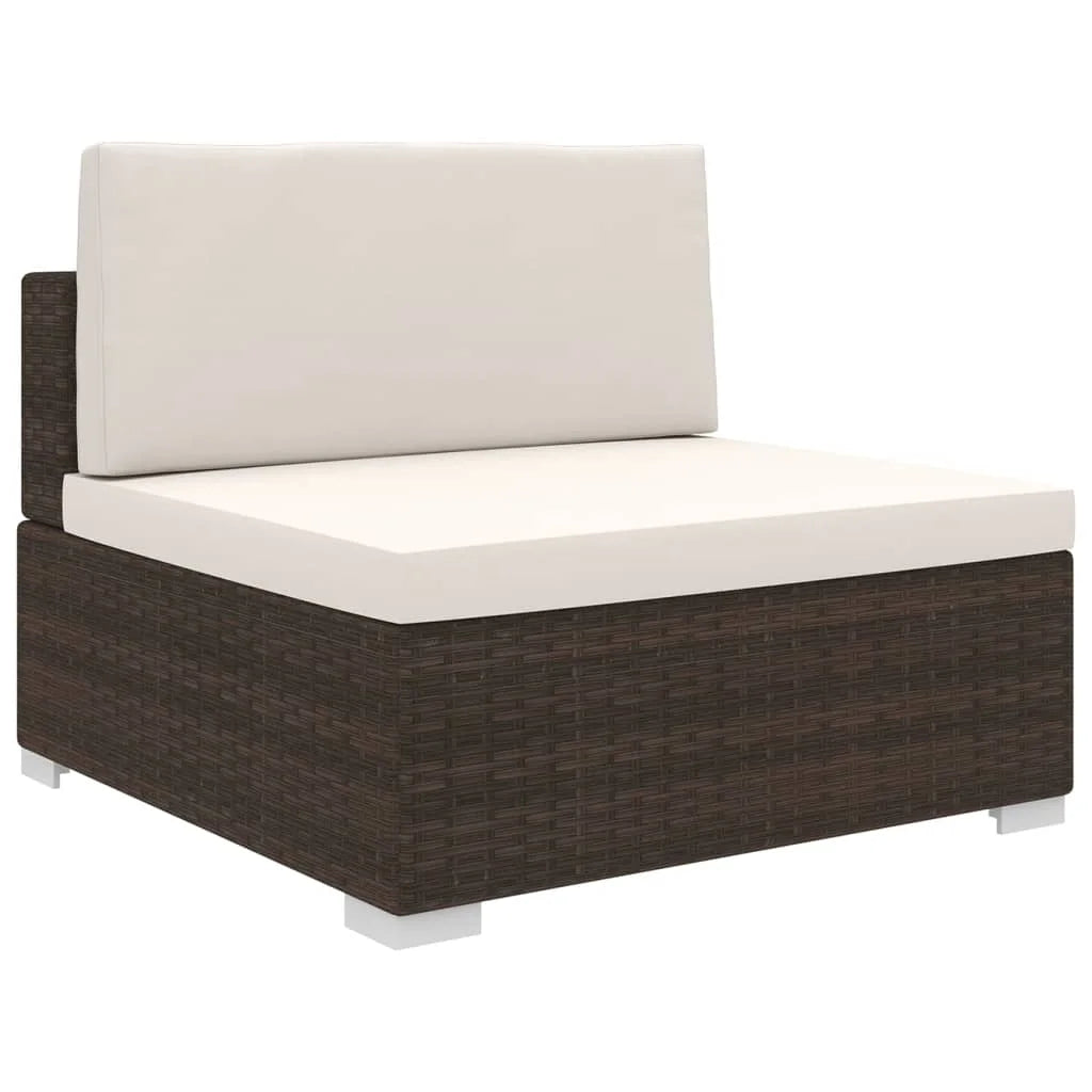 Brown Poly Rattan Sectional Middle Seat with Cushions M39189