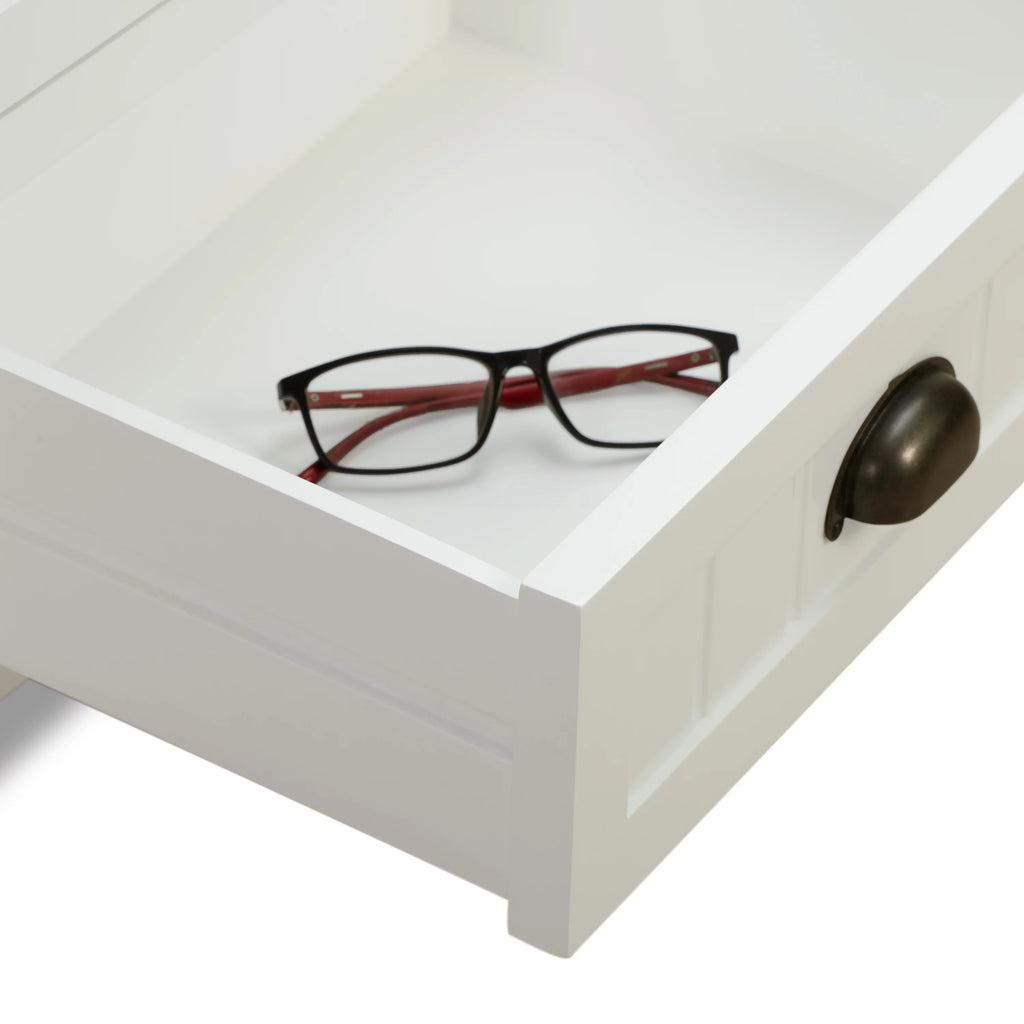 White 3 Drawer Solid Wood End Table I116