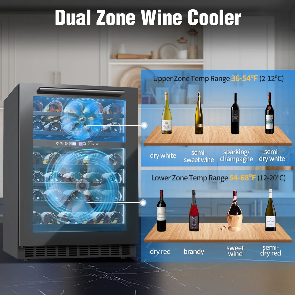 24" 56 Bottle Dual Zone Wine Cooler Refrigerator G965109