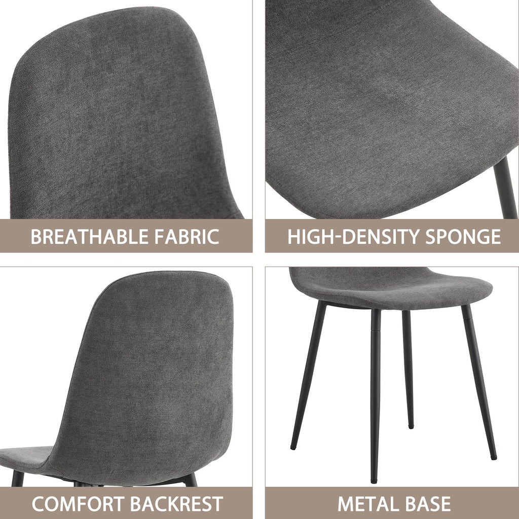 Dining Chairs Set of 4 Upholstered Side Chairs with Suede Fabric Cushion Seat and Metal Legs, Dark Gray Q1578
